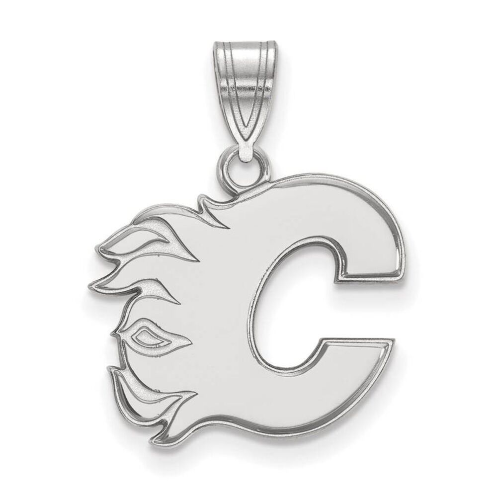 14k White Gold NHL Calgary Flames Medium Pendant